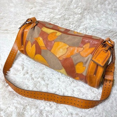 Mulberry Patchwork Leather Boston Bag Shoulder Bag Multi-Color Brown Camel