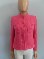 CHANEL 23P Pink Wool Tweed Blazer Jacket Size F 36/US 4