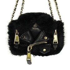 Moschino Riders Jacket Chain Shoulder Bag Purse in Black USED Good Condition JP