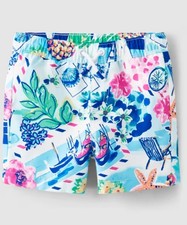 Gymboree Boys Size 7 Tropical Swim White Blue Trunks NWT Beach Splish-Splash