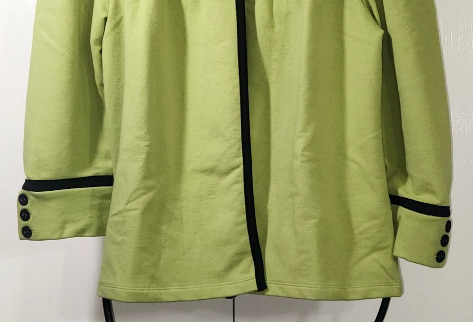 Chaqueta Blazer MOTTO Career S Pequeña Algodón Amarillo Verde Contraste Borde Negro 3/4 Foto 3 de 4