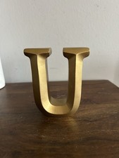 Gold Letter U Decorative Initial Freestanding Or Wall Decor Monogram 4  Tall