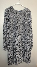 Old Navy Women's Navy Floral Print Swing Dress Size XXL Rayon Viscose