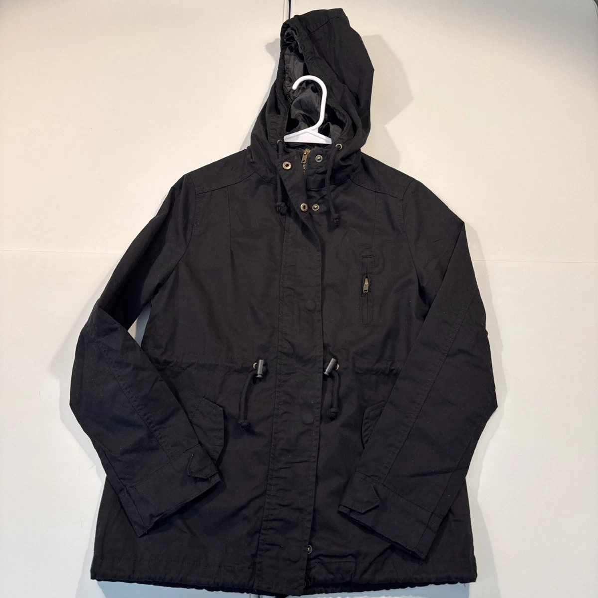 Veste Imperméable Olivia Hassler, Noire à Carreaux Blanc/gris, Taille 95 (femme), Manches Courtes