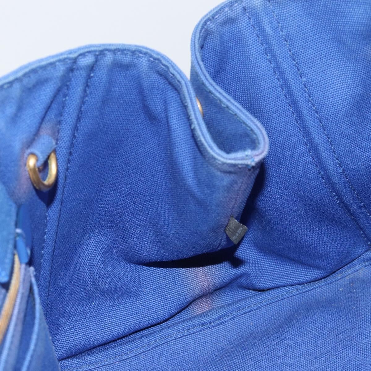 PRADA Canapa MM Hand Bag Canvas Blue Gold Auth 158821 thumbnail 19