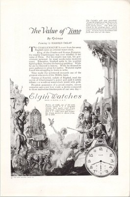 Elgin Watches 1922 Vintage Print Ad The Value of Time Harold DeLay
