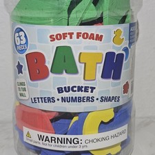 Mix and Match Soft Foam Bath Bucket 63 Letters, Numbers  Shapes New