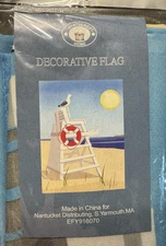 Nantucket Home Beach Seagull Lifeguard Chair Decorative Flag Banner 28  x 44 T23