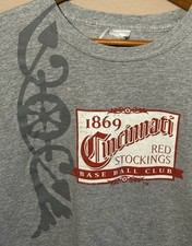 Jerzees Cincinnati Red Stockings Reds 1869 Throwback Retro Logo T Shirt XL