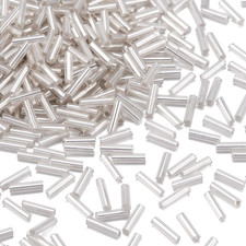 1250Pcs/50G Silver Lined Glass Bugle Beads 6X1.8Mm Clear Tube Loose Glass Seed S