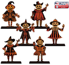 6pcs Vintage Halloween Decor for Home Wood Table Centerpieces
