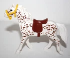 PLAYMOBIL 5107 WHITE HORSE BROWN SPOTS WHITE MANE RIDING STABLE
