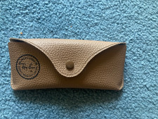 Ray-Ban Sunglasses Case light Brown Textured Leather By Luxottica Snap Close