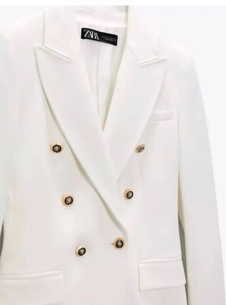 ZARA TAILORED DOUBLE-BREASTED BLAZER OYSTER WHITE SS24 SIZES M REF. 7792/293 image 10