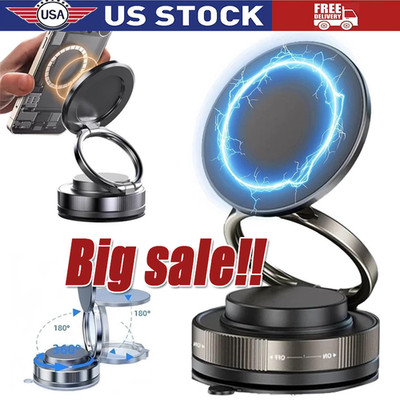 360° Vacuum Magnetic Phone Holder Suction Cup Car Mount with Foldable Stand LOT