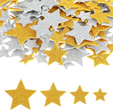 200 Pcs Foam Star Stickers, Silver and Gold Glitter Stars for Crafts