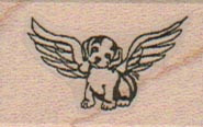 Dog Angel 1 x 1 1/4" Mounted Rubber Stamp, Dog Stamp, Dog Lover