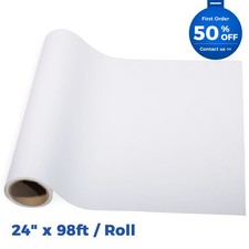 24" x 98' Roll White Color Printable Heat Transfer Vinyl for T-shirt Fabric
