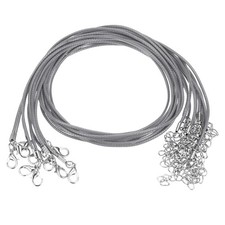 10pcs Waxed 16" and 1.5mm Dia Loose Cord Necklace with Grey Clasp