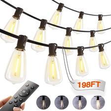 Outdoor String Lights Waterproof 198FT Plastic ST38 LED Edison Bulbs Patio