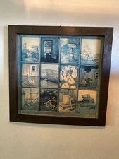 Homco B Mitchell 12 Window Pane Picture Autumn Farm Home Interiors 25"