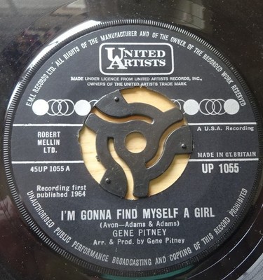 GENE PITNEY-I'M GONNA FIND MYSELF A GIRL--LIPS ARE REDDER ON YOU-VINYL 45-V/G+EX