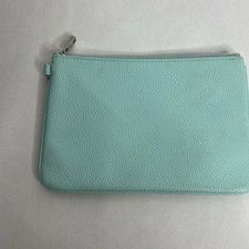 Jewell By Thirty One Women's Bright Aqua Blue Make-up Bag Pouch Pencil Peppled
