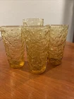 Anchor Hocking Amber Lido Milano Juice Glasses Bumpy Crinkle Vintage Set Of 4
