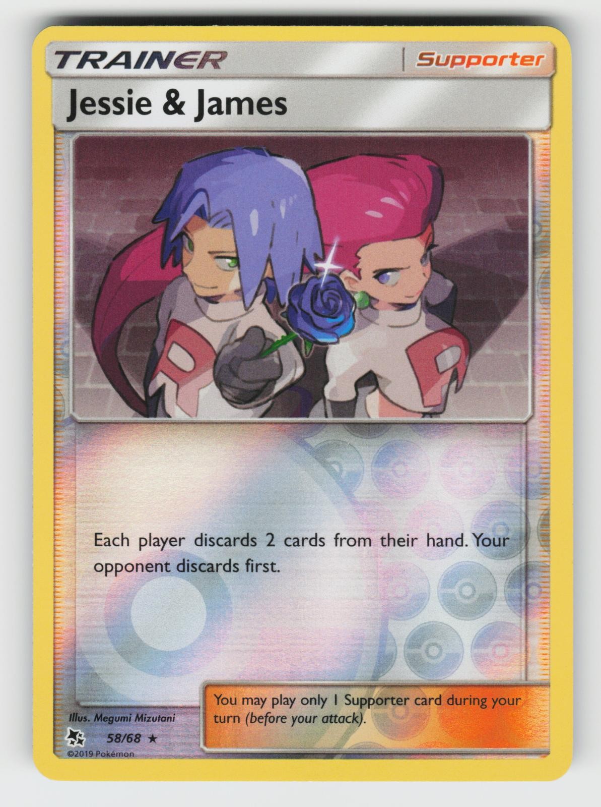 Jessie & James 58/68 Holo Hidden Fates R Reverse Holo LP Pokemon