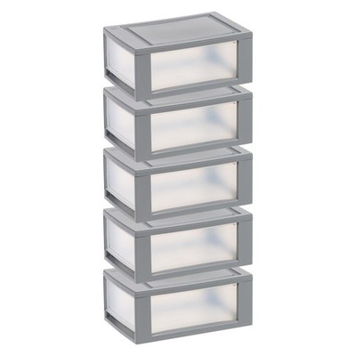 PLASTIC STORAGE Stackable Drawer 6 Quart t 8.5'' Wide Pack of 5 By IRIS USA