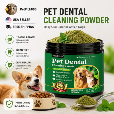 Dog Teeth Cleaning Powder with Probiotics, Dog Dental Powder for Teeth Cleaning