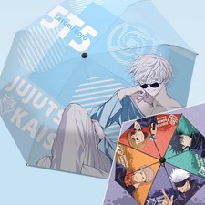 Anime Jujutsu Kaisen Gojo Satoru Blue Foldable Umbrella Rain/Sun Gift Brand New