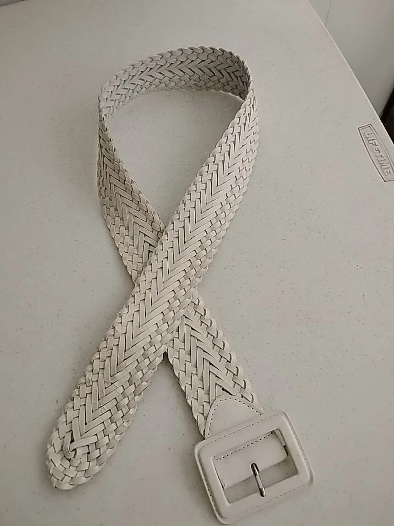White Leather Solid Belts for Women for sale | eBay display picture 2