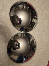 Vintage Set Of 2 Chrome Dog Dish 9 Hubcaps Hot Rat Rod Moon Dome Wheel Cover