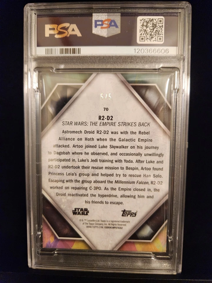 2024 Star Wars Masterwork R2-D2 Black 5/5 Omega #70 Empire Strikes Back PSA 7 - Image 2 of 2