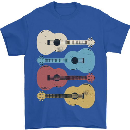 Heren t-shirt met vier ukulele gitaren motief van katoen_voghion.com