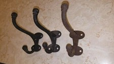 4 LG BROWN 9.25/" ANTIQUE-STYLE HARNESS WALL HOOKS CAST IRON rustic barn outdoor
