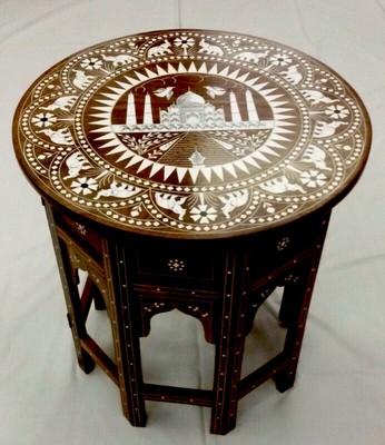 Palisander indischer Glückselefant, Taj Mahal (Symbol der Liebe) Intarsientisch 20 Zoll