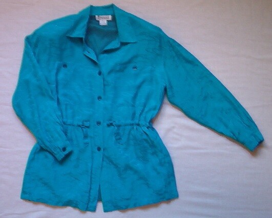 Woman's Button-Down Silk Jacket, Blue, Medium - image 1
