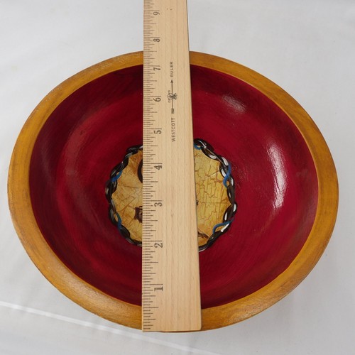 Signed Bowl Paul Munro Monkey Decoupage On Wood 8" Carousel Series Mod Folk Art - Picture 7 of 11