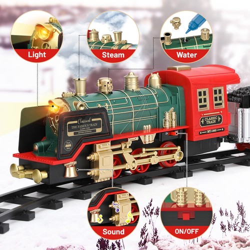 Christmas Electric Race Train Tracks Set Lights Sound Real Smoke Kids Toy Gift - Picture 9 of 12