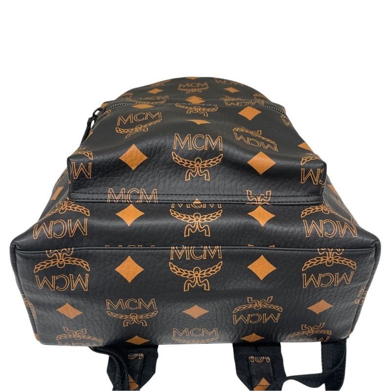 MCM MMKDAVE01 Men's Black/Orange Leather Backpack with Metal