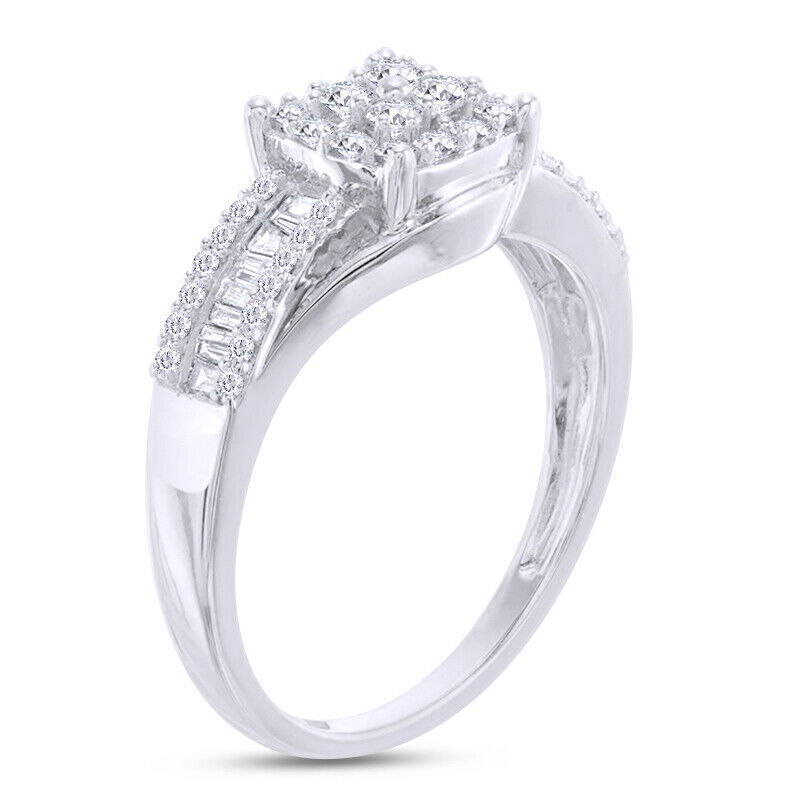 1/2 CT. T.W.CERTIFIED Quad Diamond Frame Ring 10K White Gold | eBay