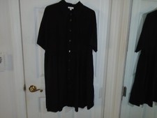 Mitto Shop Black Button-Down Shirt Dress Medium
