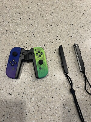 Splatoon Joy Con Set w/Straps & Grip Nintendo Switch Read