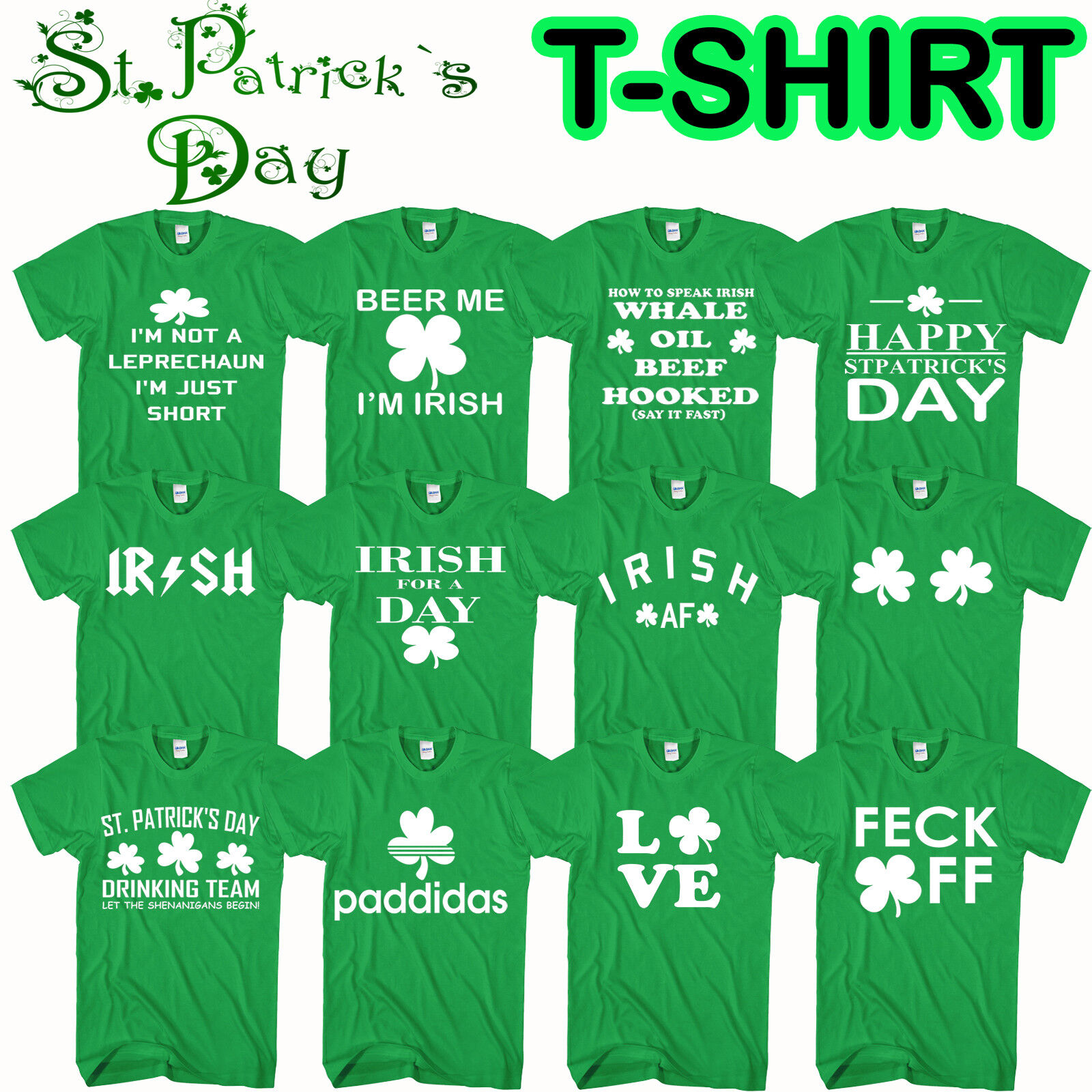 St Patricks Day T Shirt Leprechaun Ireland Irish Drunk Beer Paddy Funny Pub  Tee