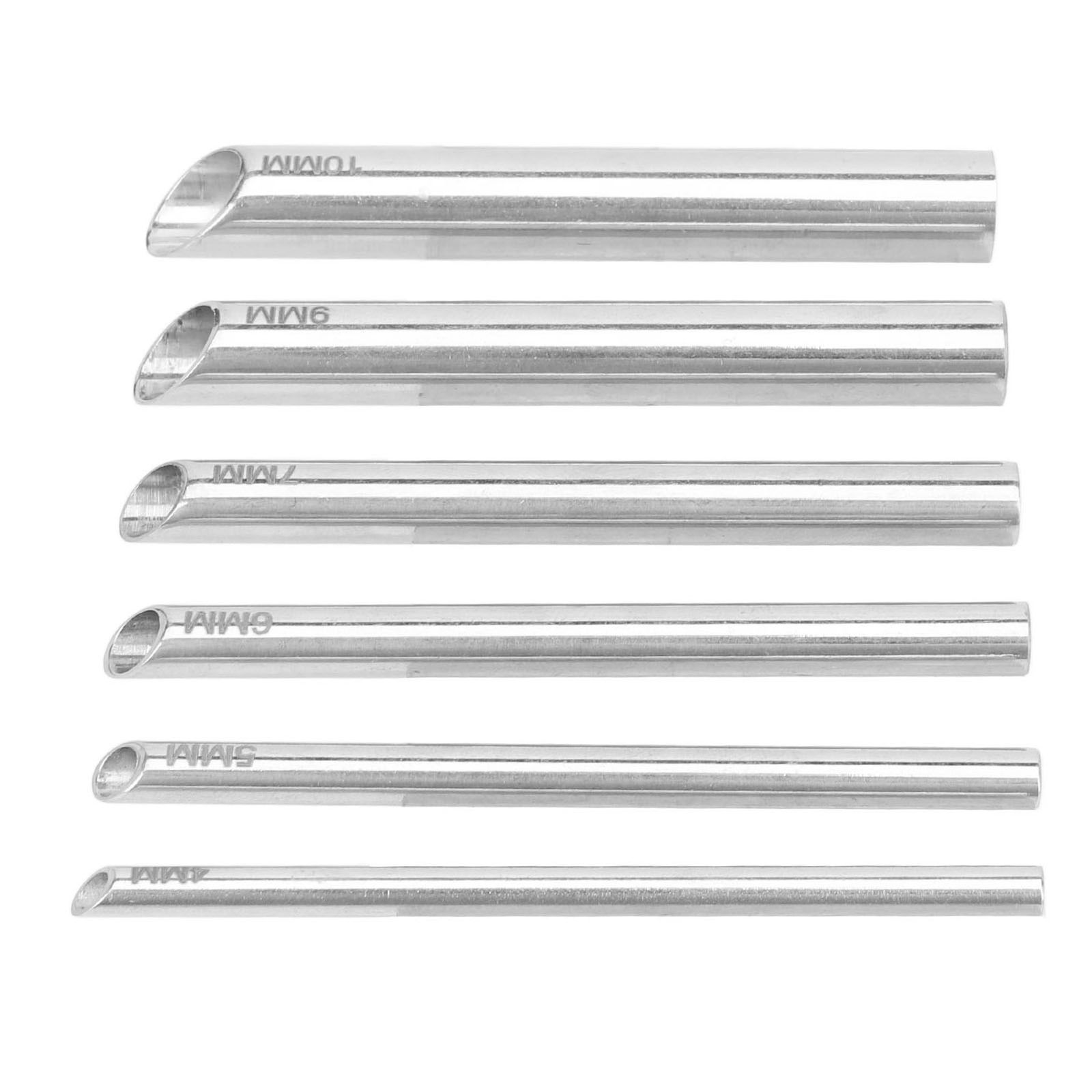 (4/5/6/7/9/10mm)6x Piercing Needles Receiving Tubes Stainless Steel