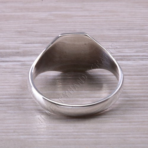 Octagon Signet Ring, Plain Solid 925 Sterling Silver Personalized Gift Ring - Picture 2 of 7