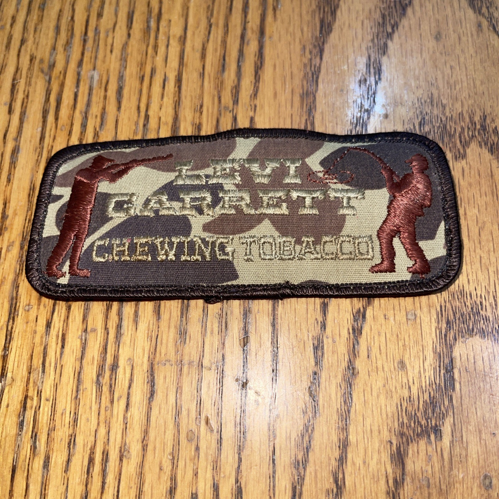 Levi Garrett Hunting Fishing Chewing Tobacco Iron On PATCH 4” RARE LOGO 80s Hat