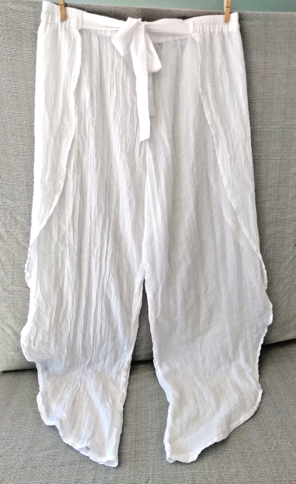 J Valdi XL CoverUp Pants White Beachy Sarong Ties Open sides Tulip
